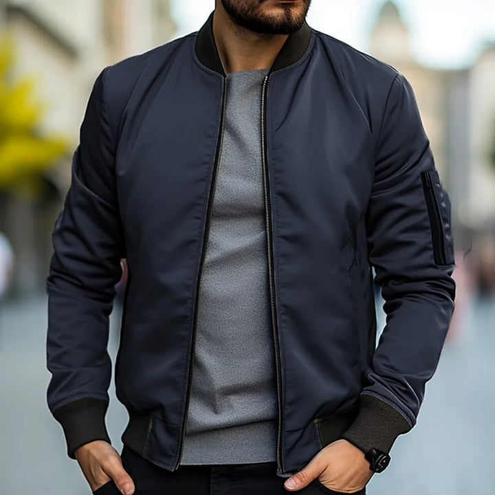 Chaqueta Bomber Con Cremallera Para Hombre | Cuello Alto