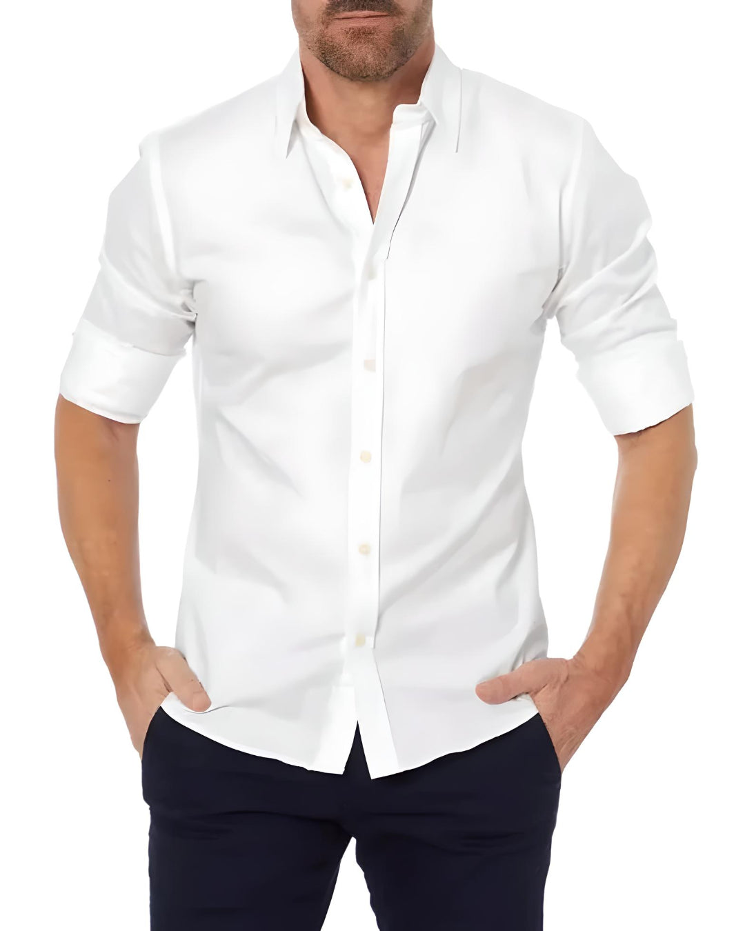 Camisa Informal Corte Ajustado Para Hombre | Manga Larga