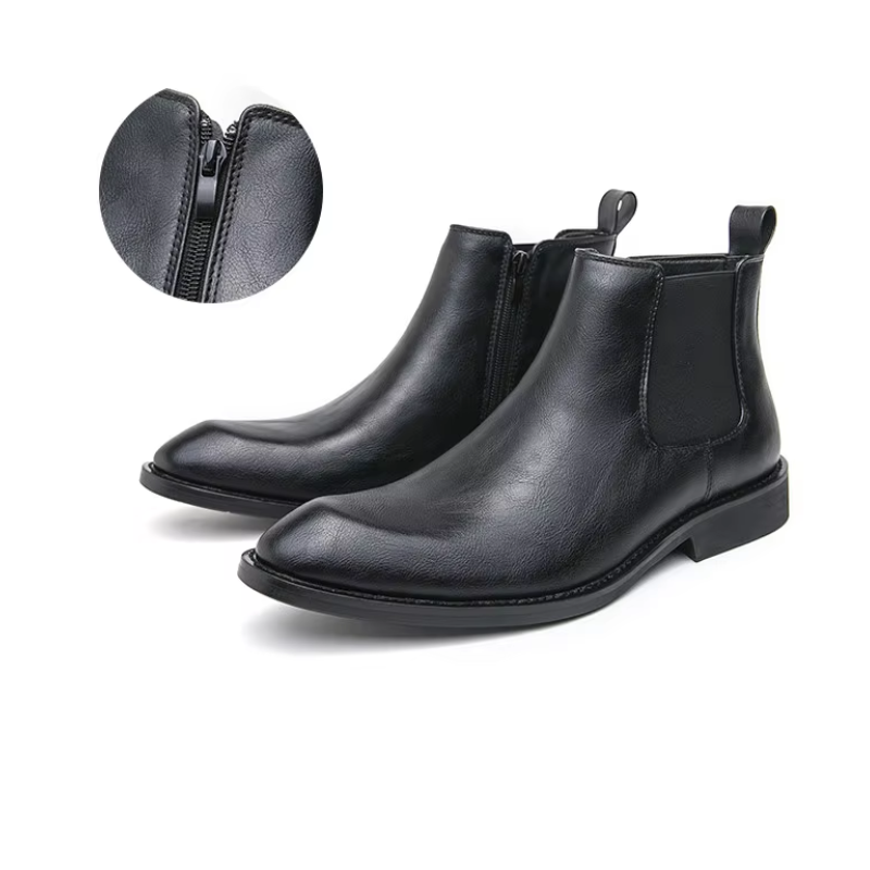 Botines De Tacón Bajo Para Hombre | Cremallera Lateral