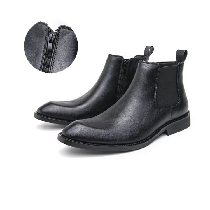 Botines De Tacón Bajo Para Hombre | Cremallera Lateral
