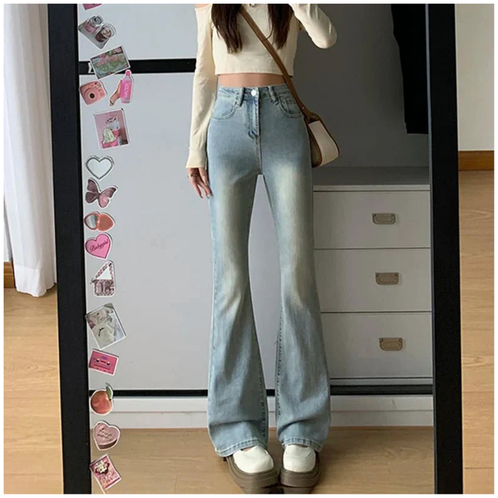 Vaqueros Acampanados De Cintura Alta Para Mujer | Corte Ajustado