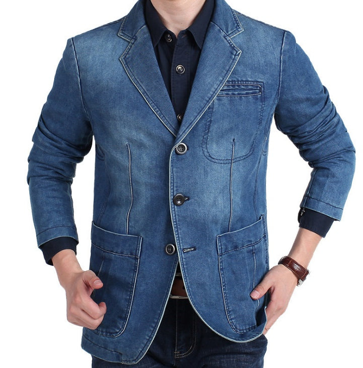 Chaqueta Blazer Moderna Lavada Para Hombre | Bolsillos Delanteros