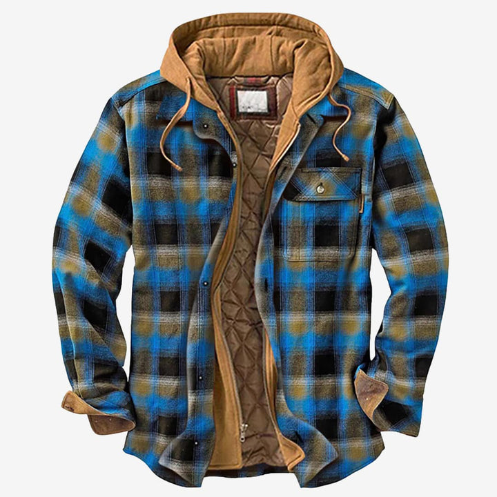 Long Sleeve Plaid Shirt Jacket for Men | Front Buttons