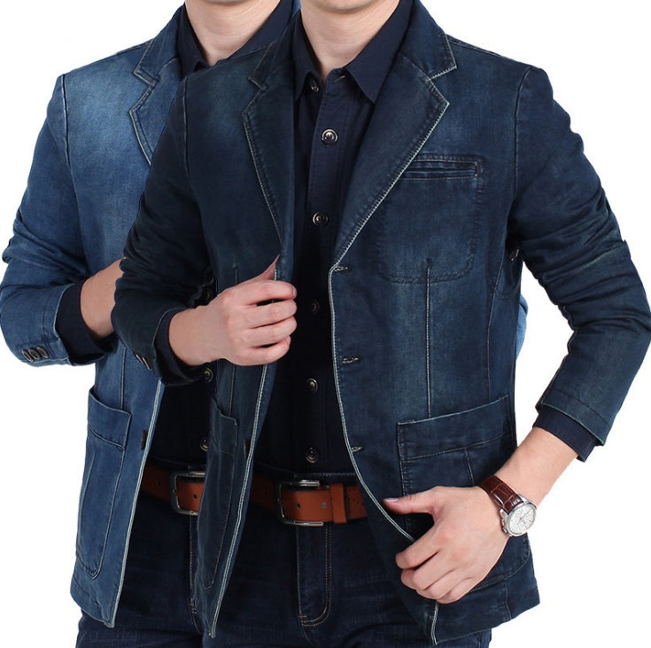 Chaqueta Blazer Moderna Lavada Para Hombre | Bolsillos Delanteros