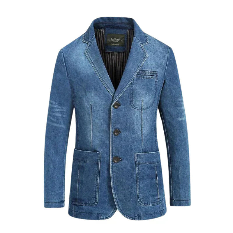 Chaqueta Blazer Moderna Lavada Para Hombre | Bolsillos Delanteros