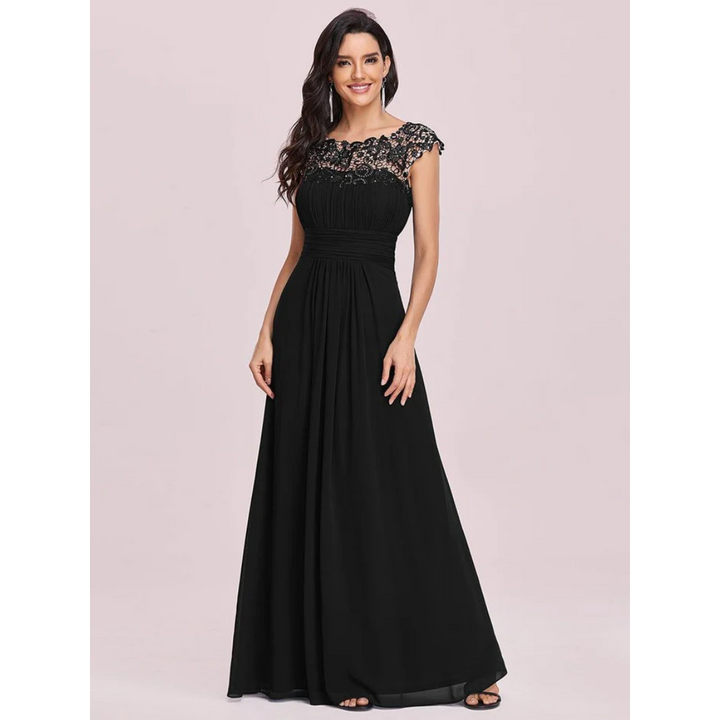 Elegante Vestido De Manga Casquillo Hasta El Suelo | Maxi