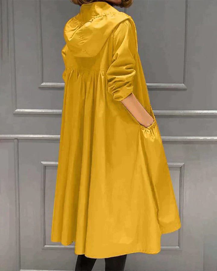 Chaqueta De Mujer Con Capucha Larga Y Cremallera | Bolsillos Delanteros