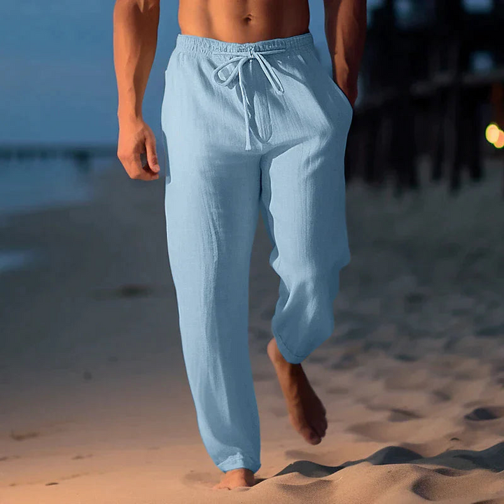 Pantalones Rectos De Verano Para Hombre | Cordón Ajustable