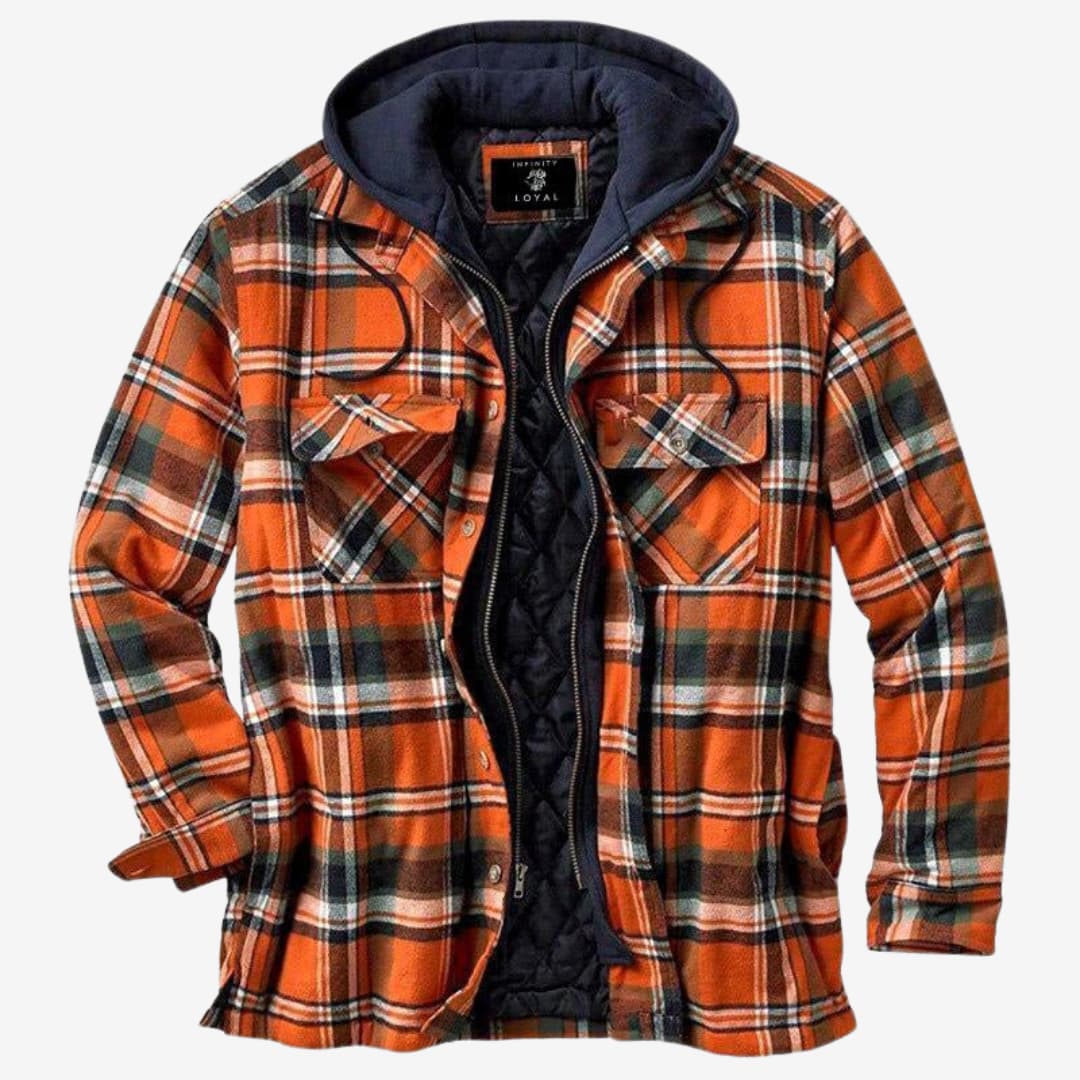 Long Sleeve Plaid Shirt Jacket for Men | Front Buttons