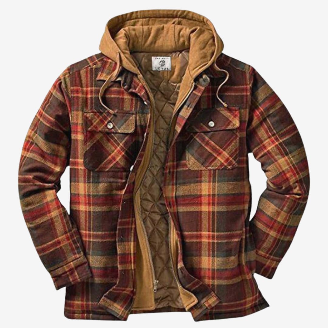 Long Sleeve Plaid Shirt Jacket for Men | Front Buttons