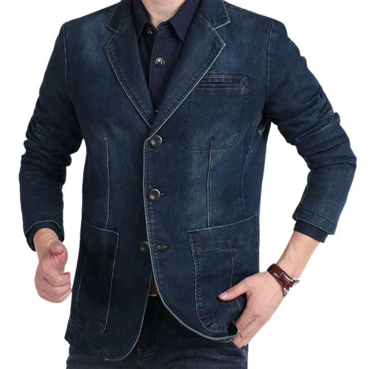 Chaqueta Blazer Moderna Lavada Para Hombre | Bolsillos Delanteros