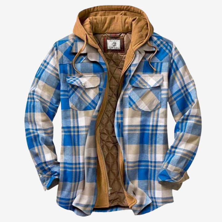 Long Sleeve Plaid Shirt Jacket for Men | Front Buttons