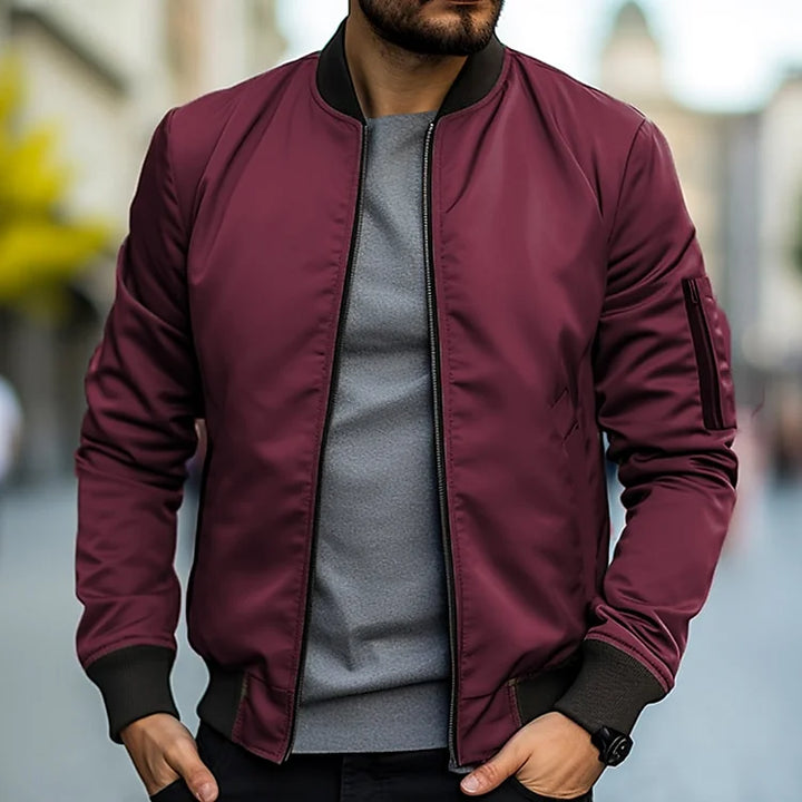 Chaqueta Bomber Con Cremallera Para Hombre | Cuello Alto
