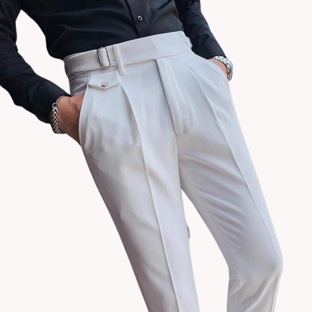 Pantalones De Vestir De Cintura Alta Plisados Para Hombre | Cómodo
