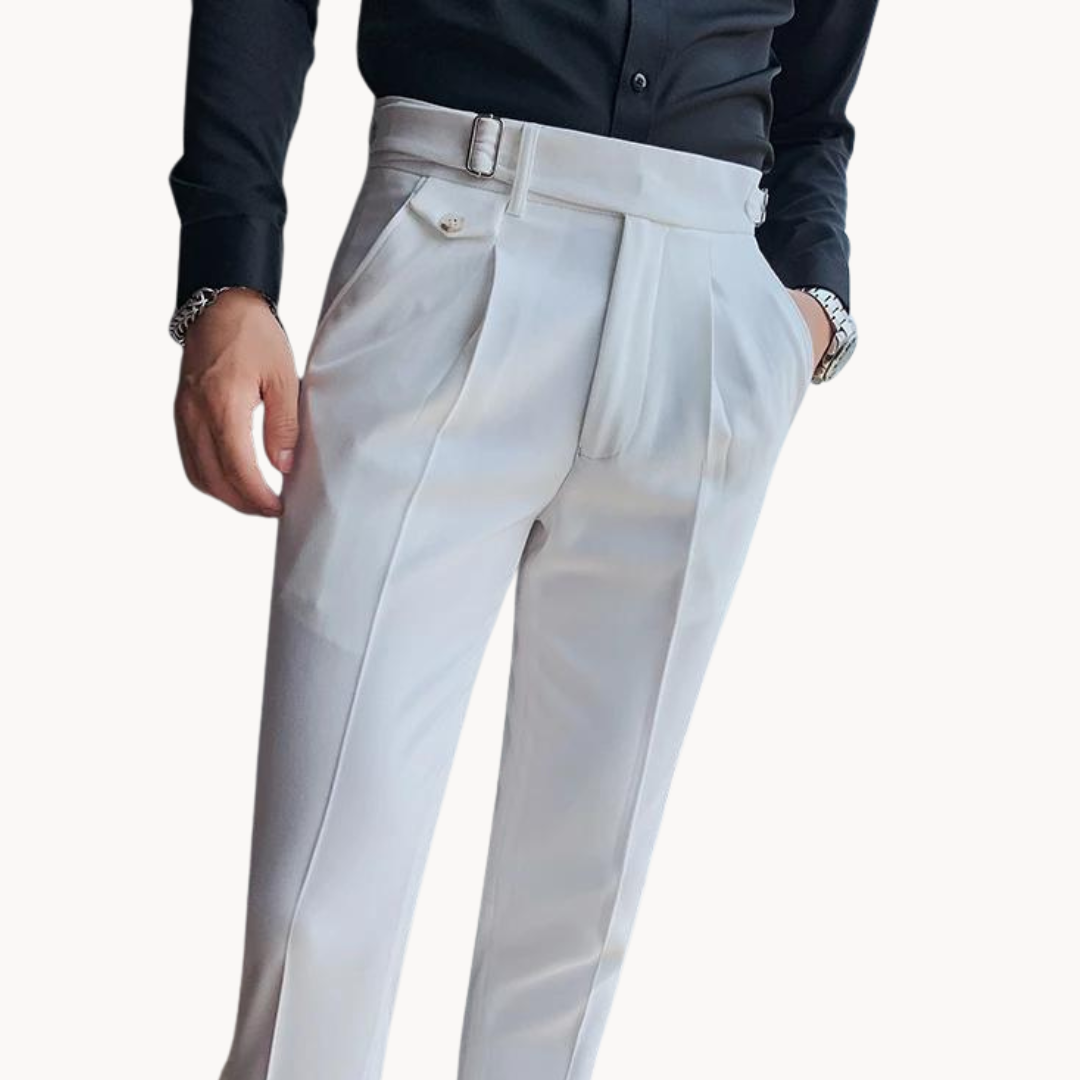 Pantalones De Vestir De Cintura Alta Plisados Para Hombre | Cómodo
