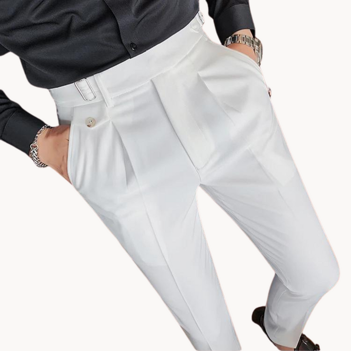Pantalones De Vestir De Cintura Alta Plisados Para Hombre | Cómodo