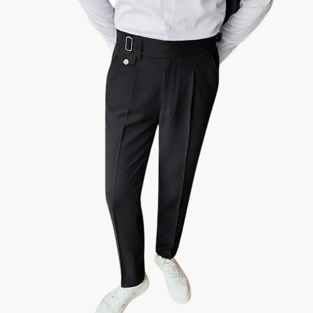 Pantalones De Vestir De Cintura Alta Plisados Para Hombre | Cómodo