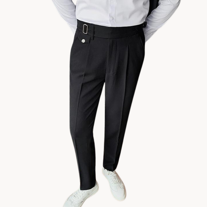 Pantalones De Vestir De Cintura Alta Plisados Para Hombre | Cómodo
