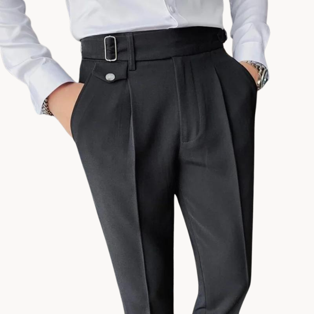 Pantalones De Vestir De Cintura Alta Plisados Para Hombre | Cómodo