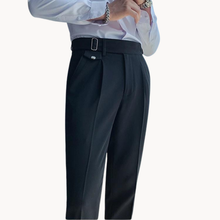 Pantalones De Vestir De Cintura Alta Plisados Para Hombre | Cómodo