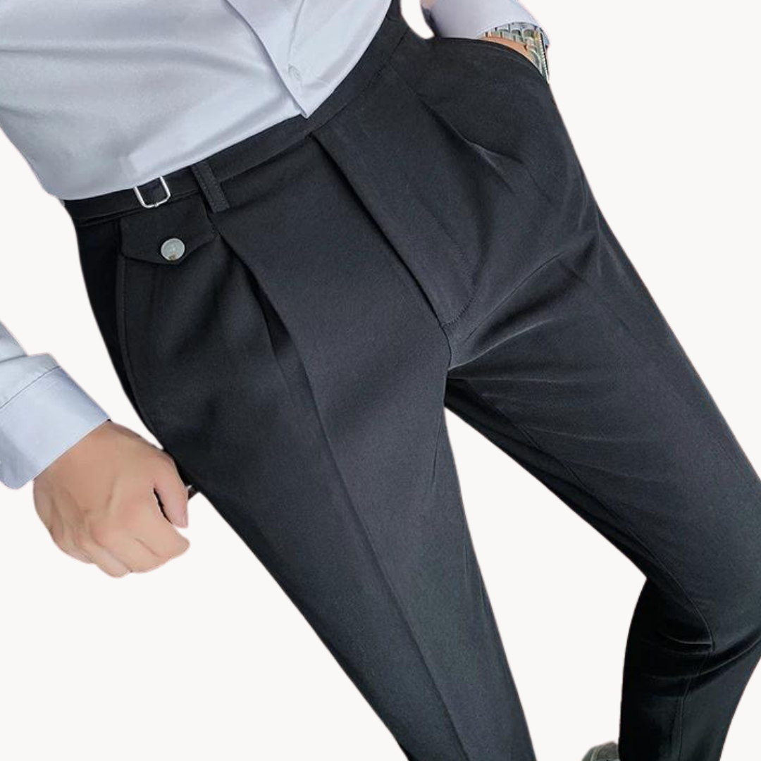 Pantalones De Vestir De Cintura Alta Plisados Para Hombre | Cómodo