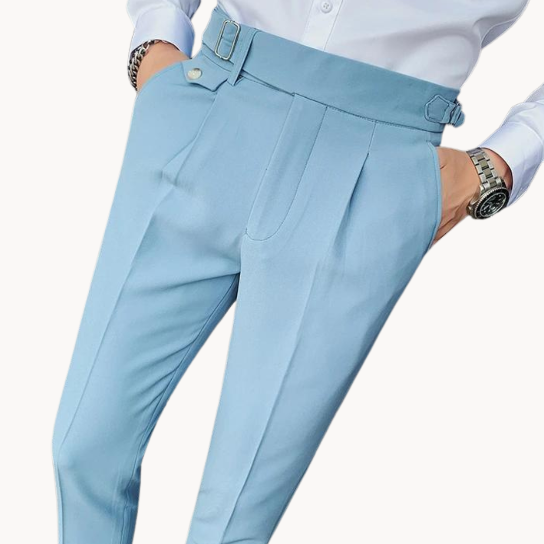 Pantalones De Vestir De Cintura Alta Plisados Para Hombre | Cómodo
