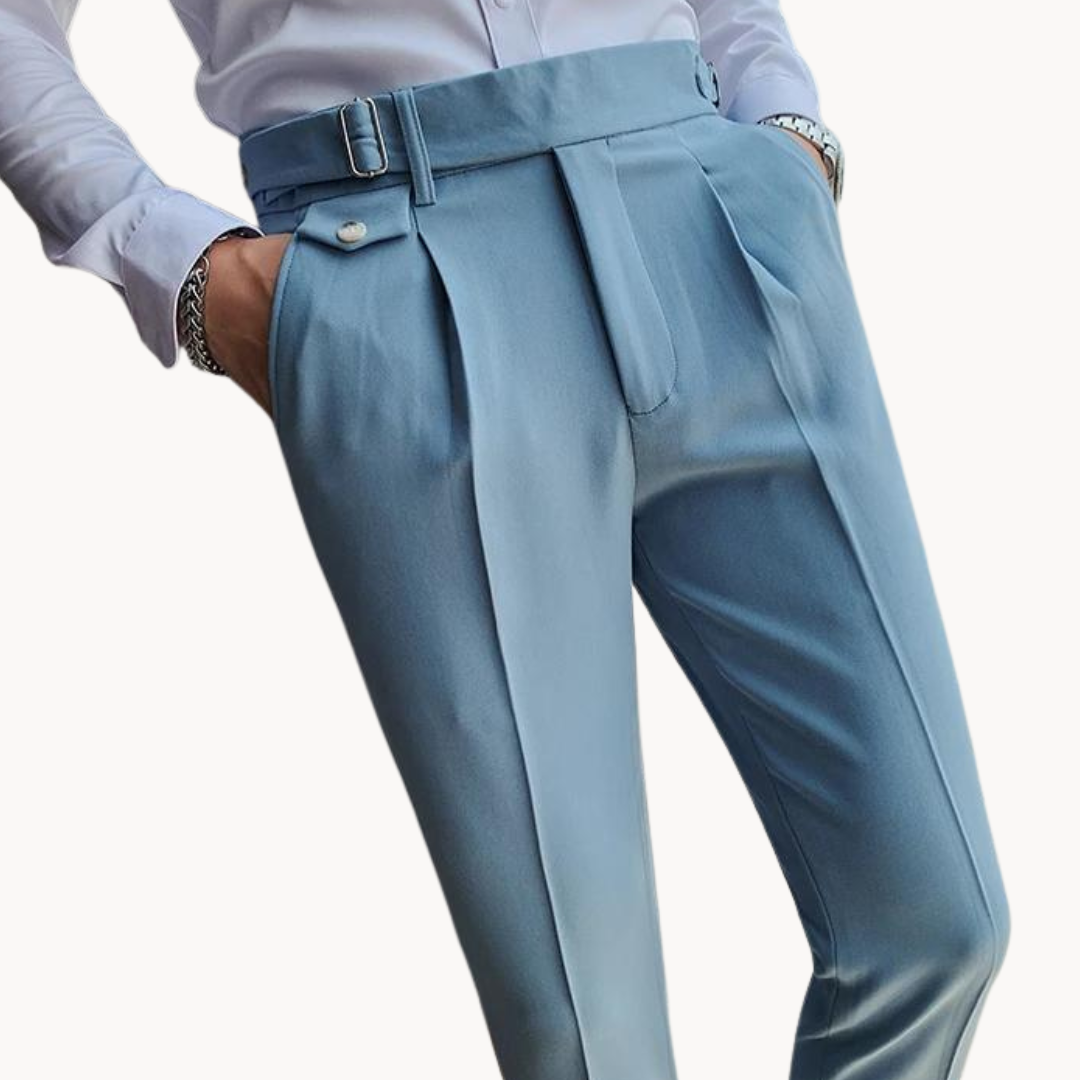 Pantalones De Vestir De Cintura Alta Plisados Para Hombre | Cómodo
