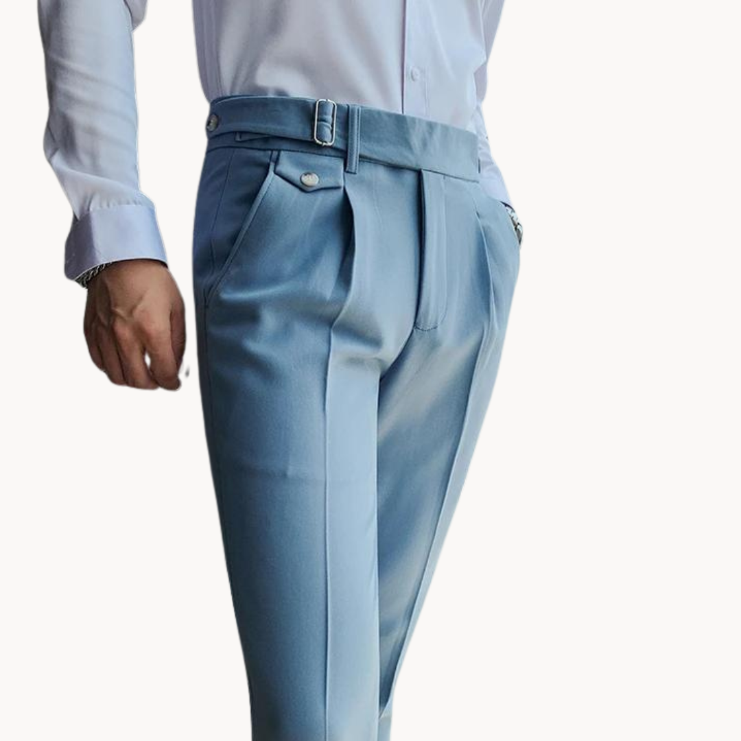 Pantalones De Vestir De Cintura Alta Plisados Para Hombre | Cómodo