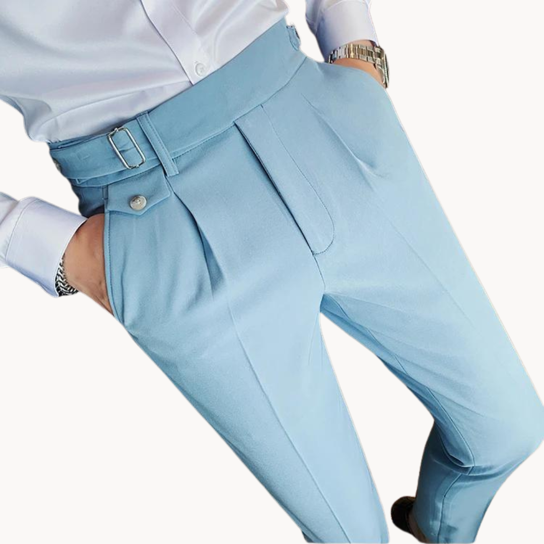 Pantalones De Vestir De Cintura Alta Plisados Para Hombre | Cómodo
