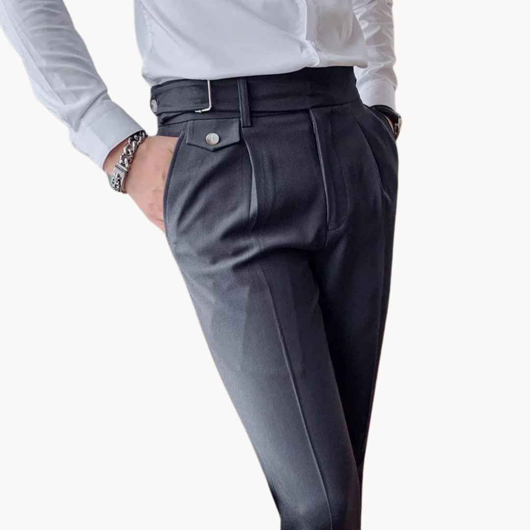 Pantalones De Vestir De Cintura Alta Plisados Para Hombre | Cómodo