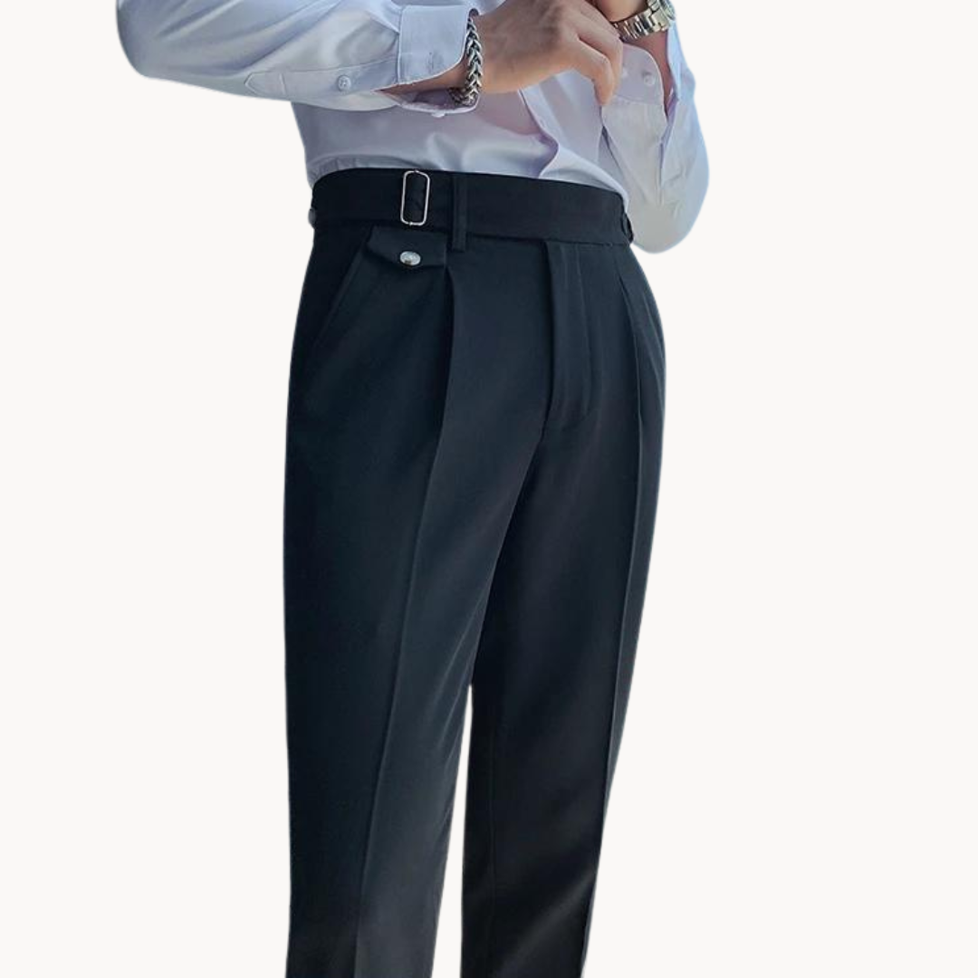 Pantalones De Vestir De Cintura Alta Plisados Para Hombre | Cómodo