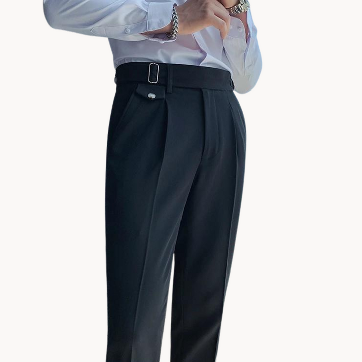 Pantalones De Vestir De Cintura Alta Plisados Para Hombre | Cómodo