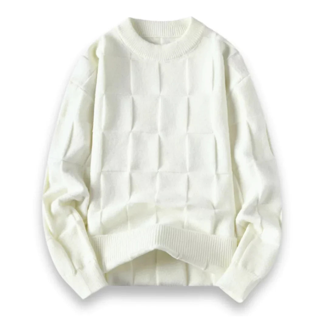 Sweter z dzianiny w kratę dla mężczyzn | Długi rękaw