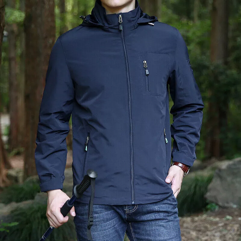 Chaqueta Con Capucha Para Hombre Para Actividades Al Aire Libre | Cremallera Frontal