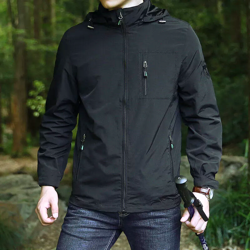 Chaqueta Con Capucha Para Hombre Para Actividades Al Aire Libre | Cremallera Frontal