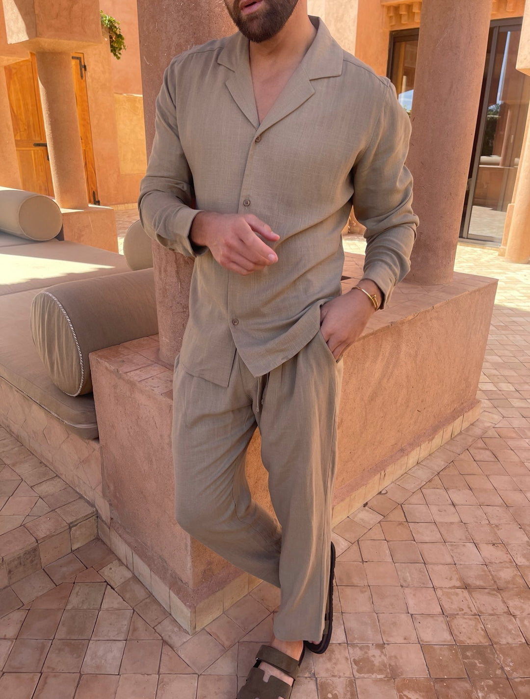 Conjunto De Descanso Informal Abotonado Para Hombre | Ligero