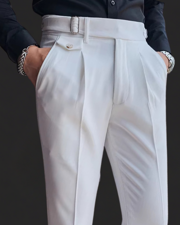Pantalones De Vestir De Cintura Alta Plisados Para Hombre | Cómodo