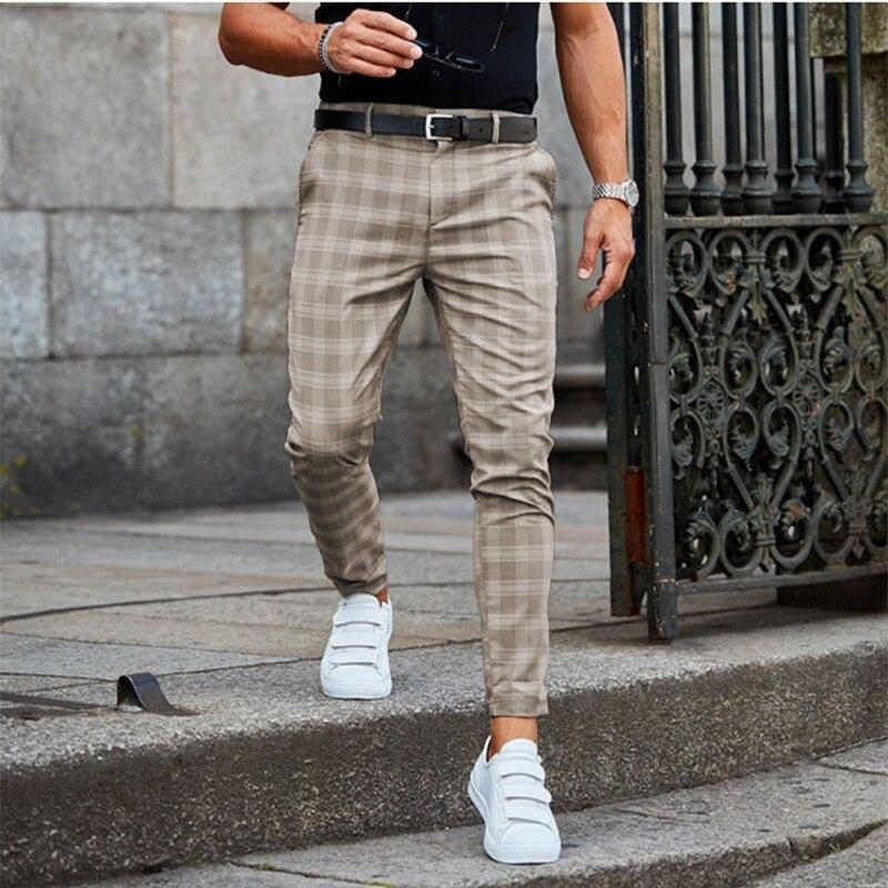 Pantalones Chinos A Cuadros Para Hombre | Corte Ajustado