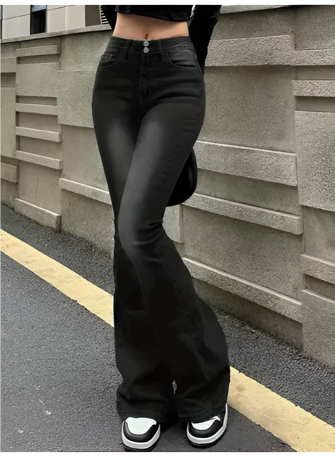 Vaqueros Acampanados De Cintura Alta Para Mujer | Corte Ajustado