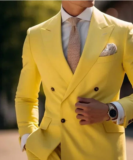 Traje De Invitados De Boda 2 Piezas Doble Botonadura | Elegante