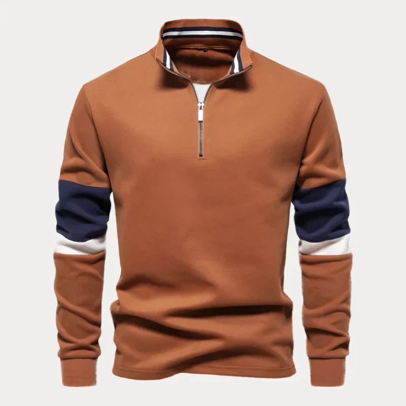 Jersey De Cuello Alto Para Hombre Con Cremallera Hasta El Pecho | Mangas Largas