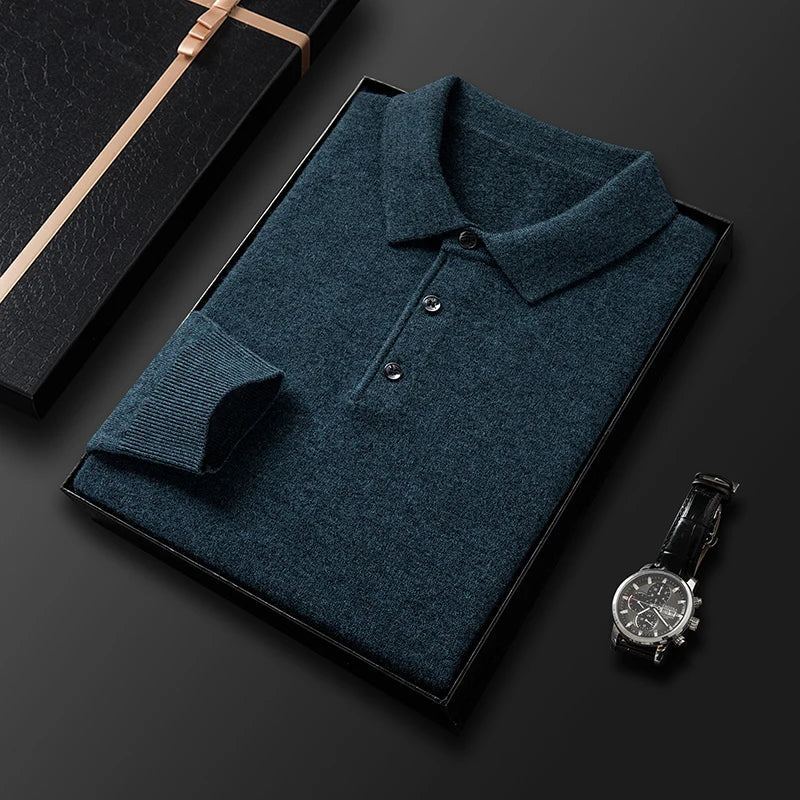 Jersey Tipo Polo De Punto Para Hombre | Manga Larga