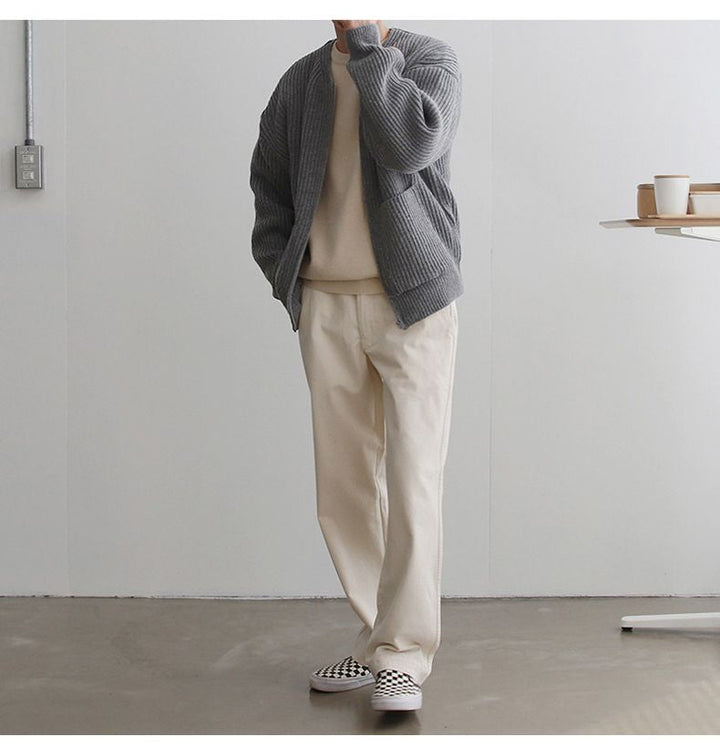 Men's Knit Cardigan with Zipper | Front Pockets