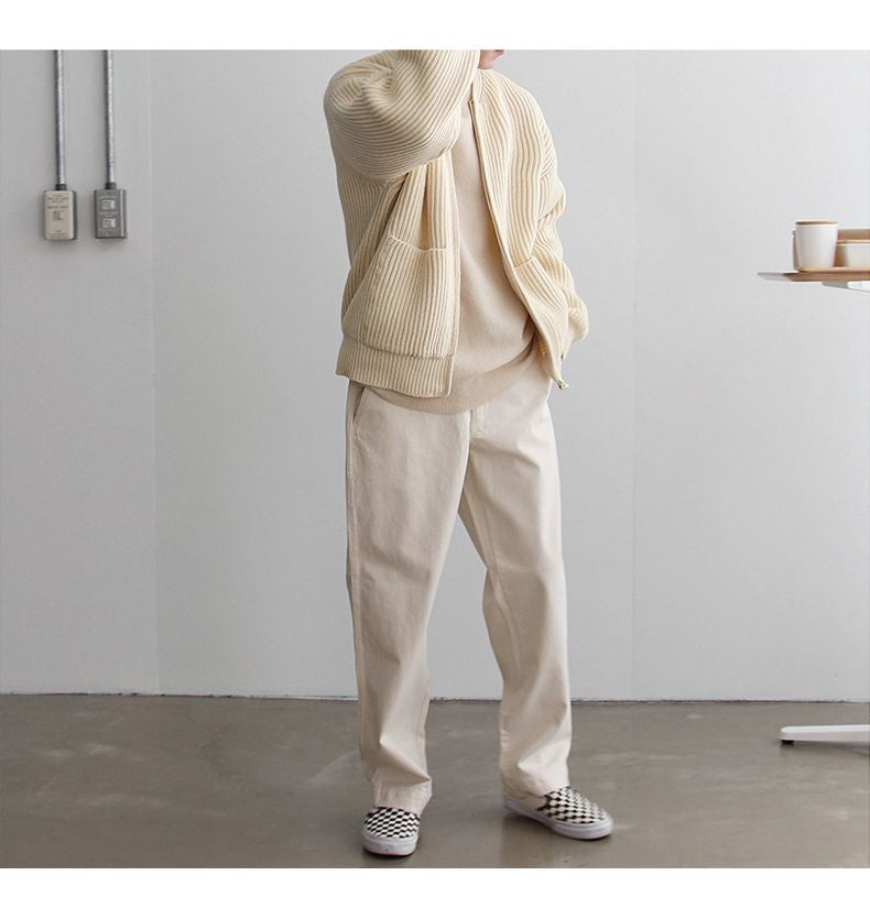 Men's Knit Cardigan with Zipper | Front Pockets