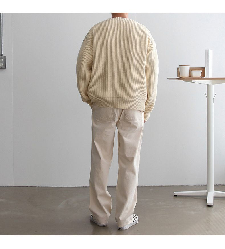 Men's Knit Cardigan with Zipper | Front Pockets