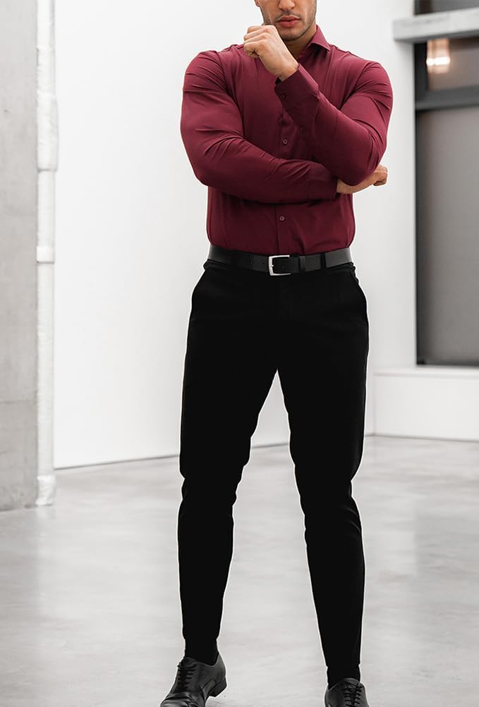 Camisa De Vestir Abotonada Para Hombre | Sin Arrugas