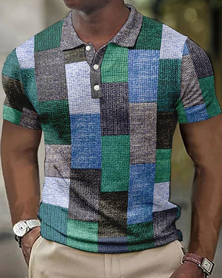 Polo De Hombre Patchwork Geométrico | Manga Corta