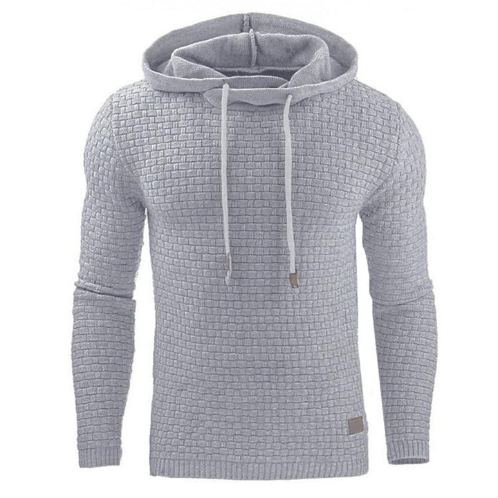 Textured Knit Hoodie Sweatshirt for Men | Long Sleeve
