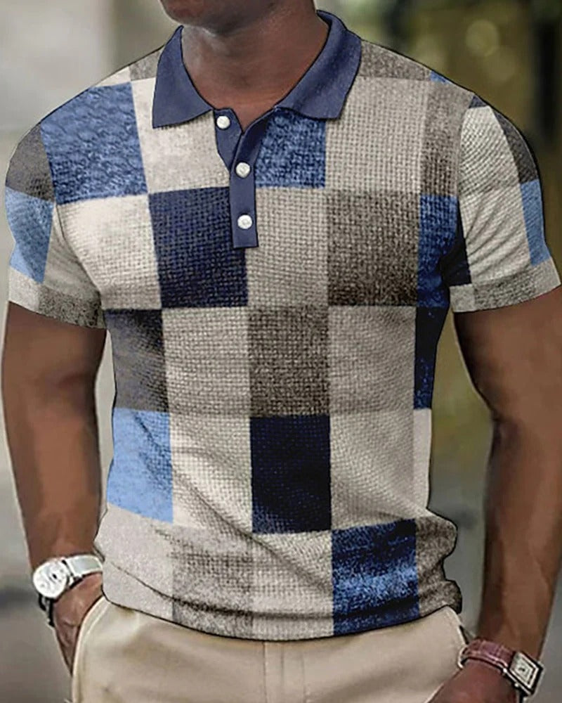 Polo De Hombre Patchwork Geométrico | Manga Corta