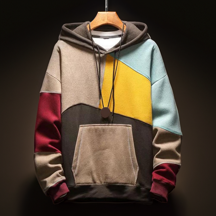 Sudadera Con Capucha Oversize Para Hombre Con Diseño Patchwork | Bolsillos Canguro